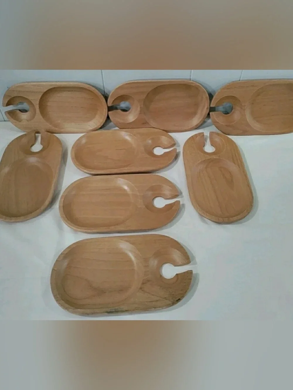JK Adams Co Wine & Dine  Appetizer Trays X 8 New No Box w/Wine Glass Cutout